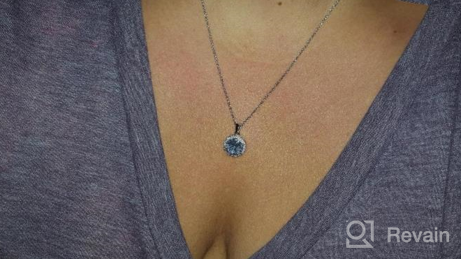 img 1 attached to 🤩 Stunning Cate & Chloe Sophia Silver Halo Pendant Necklace - 18k White Gold Plated Circle Design with Solitaire Cubic Zirconia Diamond Cluster - Perfect for Weddings and Anniversaries! review by Kelly Haywood