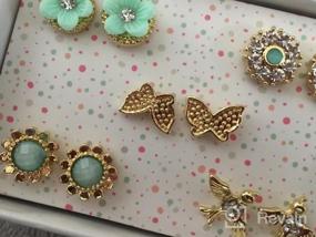 img 6 attached to 🦋 Onnea Gold Tone Cute Bird Butterfly Flower Green Earrings Set: Perfect for Girls with Hypoallergenic Sensitivity