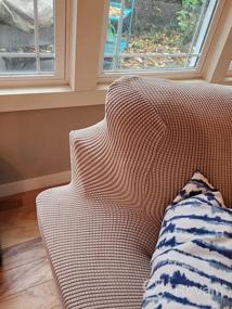 img 8 attached to Чехол для дивана с подушкой в форме "Т" - набор из 3-х частей с отдельными чехлами в форме буквы "Т" для защиты мебели - средний размер, песчаный цвет.
