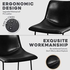 img 2 attached to Waleaf 30 Inch PU Faux Leather Counter Bar Height Stools With Back, Black Metal Legs Upholstered Modern Armless Stool, Pub Chairs For Dining Room Coffee House Rustic Bar, Set Of 2 (Black)