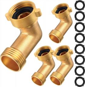 img 4 attached to 4 Pcs RAE-4 90 Degree Brass Elbow Fittings For Garden Water Hose Connector - Solid Adapter Pressure Washers By Riemex.