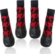 🐾 besuntek dog socks: anti-slip, waterproof paw protectors with straps for traction control (black/red) логотип