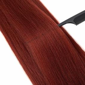 img 1 attached to #350 Copper Red Pre-Stretched 36 Inch Yaki Braiding Hair - 8 Packs, Hot Water Setting & Easy To Install Professional Synthetic Hair For Braiding