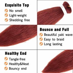 img 2 attached to #350 Copper Red Pre-Stretched 36 Inch Yaki Braiding Hair - 8 Packs, Hot Water Setting & Easy To Install Professional Synthetic Hair For Braiding