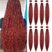 #350 copper red pre-stretched 36 inch yaki braiding hair - 8 packs, hot water setting & easy to install professional synthetic hair for braiding logo