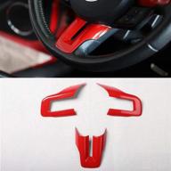 🚗 red abs car accessories - set of 3 steering wheel cover moldings for ford mustang 2015-2020 - enhance car interior логотип