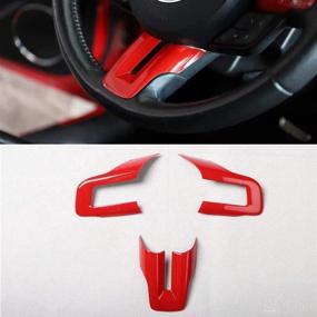 img 4 attached to 🚗 Red ABS Car Accessories - Set of 3 Steering Wheel Cover Moldings for Ford Mustang 2015-2020 - Enhance Car Interior