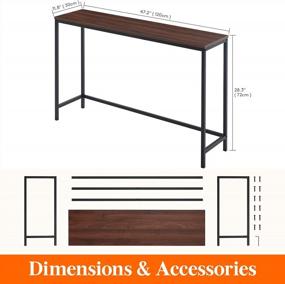 img 3 attached to Lifewit 47.2" Console Table | Industrial Metal Frame Sofa Table For Living Room, Entryway & Hallway | Easy Assembly Dark Brown