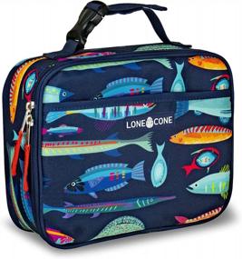 img 4 attached to Insulated Lunch Box For Boys And Girls - Lone Cone Kids, Deep Sea Pattern!