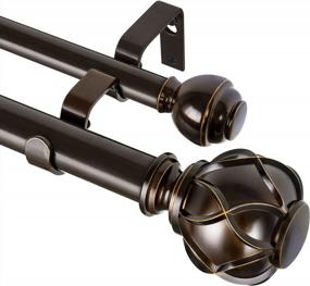 img 4 attached to 🪟 KAMANINA 1 Inch Double Curtain Rods - Adjustable 36 to 72 Inches (3-6 Feet) - Window Telescoping Drapery Rod with Netted Texture Finials - Antique Bronze Finish