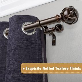 img 3 attached to 🪟 KAMANINA 1 Inch Double Curtain Rods - Adjustable 36 to 72 Inches (3-6 Feet) - Window Telescoping Drapery Rod with Netted Texture Finials - Antique Bronze Finish