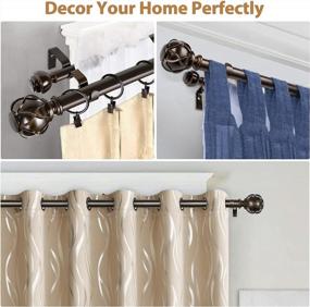 img 2 attached to 🪟 KAMANINA 1 Inch Double Curtain Rods - Adjustable 36 to 72 Inches (3-6 Feet) - Window Telescoping Drapery Rod with Netted Texture Finials - Antique Bronze Finish