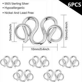 img 2 attached to 6 Pcs 925 Sterling Silver M Hook Jewelry Clasps Set White Gold Plated Small Connectors With Double Soldered Rings End Clasps And Closures For Jewelry Making