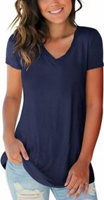 img 4 attached to Summer Casual Women'S V-Neck Short Sleeve Basic T-Shirts By FOWSMON
