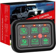 🔧 6 gang switch panel - universal waterproof dimmable control relay system box with slim touch panel, harness, and label stickers for trucks, boats, atvs, utvs, suvs, and cars logo