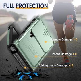 img 1 attached to Получите максимальную защиту с противоударным чехлом военного класса Goton для Samsung Z Flip 4 - подставка на 360 °, защита шарнира и крышка камеры!