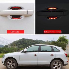 img 1 attached to 🚗 Enhance Car Safety with 4pcs Blue Reflective Sticker Door Handle Bowl Protection