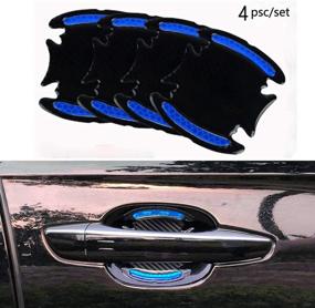 img 2 attached to 🚗 Enhance Car Safety with 4pcs Blue Reflective Sticker Door Handle Bowl Protection