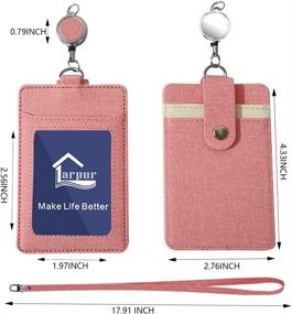 img 3 attached to Pink Larpur ID Badge Holder With Retractable Reel - PU Leather With Detachable Lanyard & Clear Window - For School, Office And Exhibitions