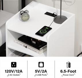 img 2 attached to Keep Your Devices Handy: ChooChoo Nightstand With Charging Station In White
