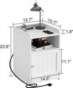 img 3 attached to Keep Your Devices Handy: ChooChoo Nightstand With Charging Station In White