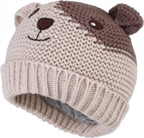 img 4 attached to Держите своего малыша в уюте с вязаной шапкой LANGZHEN'S для малышей: дизайн щенка, теплая и милая на осень и зиму!