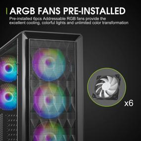 img 2 attached to Vetroo MESH6 Gaming Case - 6X ARGB Fans, Mesh Front & Tempered Glass Panel, Mid Tower ATX For Optimal PC Cooling