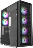 vetroo mesh6 gaming case - 6x argb fans, mesh front & tempered glass panel, mid tower atx for optimal pc cooling logo