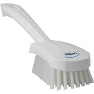 🧹 vikan 41925 heavy duty sweep hand brush: short-handled cleaning brush and scrubber, ideal for tough cleaning tasks, polypropylene, polyester stiff bristle, 10 inch, white logo