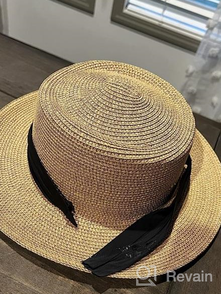 img 1 attached to Summer Beach Sun Hat For Women - Lanzom Wide Brim Straw Panama Boater Hat With UPF50+ Protection review by Jake Solorzano
