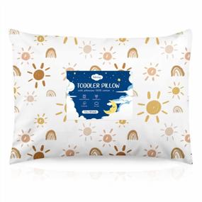img 4 attached to Soft Toddler Pillow 13X18 With Cotton Pillowcase - Perfect For Sleeping And Travelling, Machine Washable Kids Pillow With Happy Sunny Rainbow Design, Ideal For Toddlers' Cots
