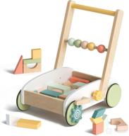 👶 robud wooden baby push walker with building block - 1st birthday gifts for boys and girls, baby learning walking toy, suitable for 1, 2, and 3 year olds logo