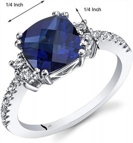 img 2 attached to Stunning Peora Blue Sapphire Ring In White Gold With Genuine Topaz, 3 Carats, Cushion Cut - Available In Sizes 5-9