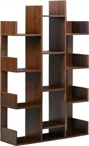 img 2 attached to Modern HOMCOM Tree Bookshelf: A Stunning Display Unit With 13 Open Shelves For Your Living Room, Study Or Office In Brown