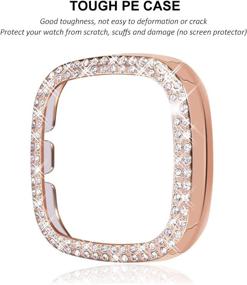 img 1 attached to Surace Compatible For Fitbit Versa 3 Case, Bling Crystal Diamond Frame Protective Case Compatible For Fitbit Versa 3 Smart Watch (3 Packs, Rose Gold/Pink Gold/Clear)
