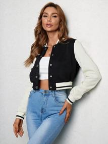 img 2 attached to Women'S Letter Print Crop Baseball Jacket: Colorblock Varsity Outerwear By WDIRARA