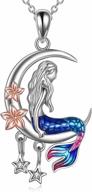 ожерелье-русалка из стерлингового серебра с подвеской в ​​виде полумесяца, звезды и цветка - потрясающий подарок для женщин, дочерей и девочек, которые любят море логотип