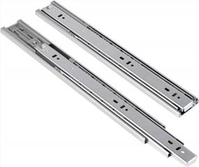 img 4 attached to 16 Inch Soft Close Ball Bearing Drawer Slides - 1 Pair Of Nickel Finish Side Mount Slides Home Hardware Accessories, Full Extensions 3 Fold