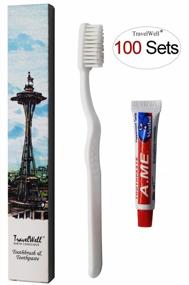 img 1 attached to 100 Sets Of Travelwell Landscape Series Hotel Toiletries - Individually Wrapped Disposable Toothbrush And Toothpaste For Convenient Travel Amenity