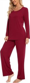 img 2 attached to Anjue Womens Pajama Set Long Sleeve Sleepwear Lounge Sets For Women Scoop Neck Pjs Sets S-2XL