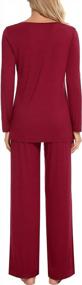 img 1 attached to Anjue Womens Pajama Set Long Sleeve Sleepwear Lounge Sets For Women Scoop Neck Pjs Sets S-2XL