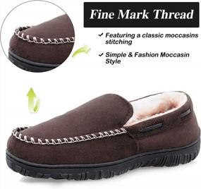 img 1 attached to Warm And Cozy Men'S Festooning Moccasin Slippers With Non-Slip Sole