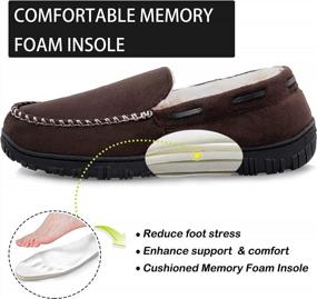 img 2 attached to Warm And Cozy Men'S Festooning Moccasin Slippers With Non-Slip Sole
