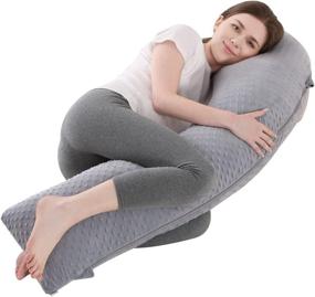 img 4 attached to 🛏️ CDORANG Full Body Maternity Pillow for Sleeping – Pregnancy Pillow with Removable Washable Cover, Back, Hips, Legs, Belly Support for Pregnant Women (Grey)