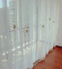 img 2 attached to Zhh Floral Crochet Curtain: Elegant Rustic Décor For Living & Bedroom - 59 X 70 Inch White Sheer Polyester & Cotton Panel