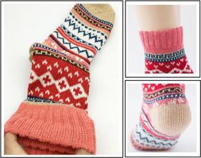 img 3 attached to YZKKE Women'S Vintage Winter Soft Warm Thick Cold Knit Wool Crew Socks - Pack Of 5, Multicolor, Free Size