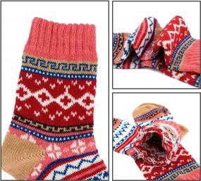 img 2 attached to YZKKE Women'S Vintage Winter Soft Warm Thick Cold Knit Wool Crew Socks - Pack Of 5, Multicolor, Free Size