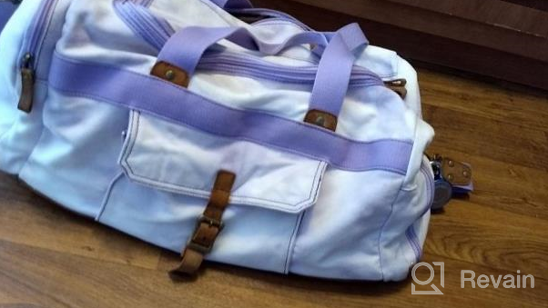 img 1 attached to Women Men Canvas Weekend Travel Tote: BLUBOON Weekender Overnight Duffel Bag With Shoes Compartment - Carry On Bag (Purple) review by Jason Bolden