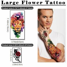 img 2 attached to Metuu 77 Sheet Temporary Tattoo Sticker - Colorful Oil Painting Style Fake Tattoo For Men & Women With Wasp Clock, Butterfly, Rose Peony, Skull Wing Designs