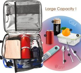 img 2 attached to Reusable Lunch Bag Insulated Bento Cooler Tote W/ Front Pocket & Adjuatable Shoulder Strap - Buringer HOMESPON (Camouflage Color)